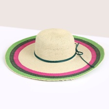 Cream, Pink & Green Wide Brimmed Sun Hat by Peace of Mind